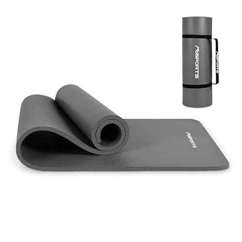 MSPORTS Gymnastikmatte Premium inkl. Tragegurt + Übungsposter + Workout App I Hautfreundliche Fitnessmatte 190 x 60 x 1,5 cm - Anthrazit - Phthalatfreie Yogamatte