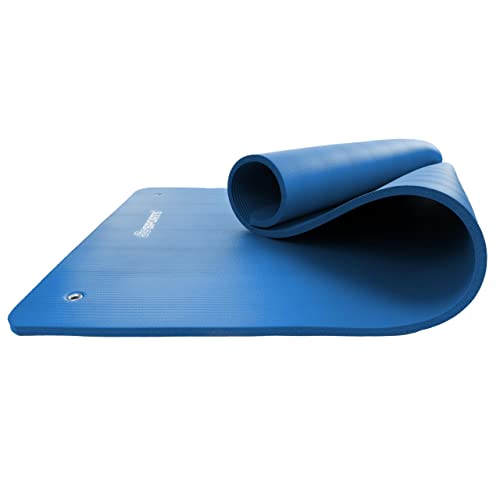 ScSPORTS® Gymnastikmatte, Yoga Matte rutschfest, mit Schultergurt, extra groß und dick, 180 cm x 80 cm x 1,5 cm, blau