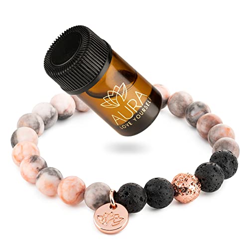 Lavastein-Perlenarmband mit ätherischem Öl - Yoga-Perlen-Armband mit Diffusor für ätherische Öle, ideal gegen Angst, Stress, hilft beim Entspannen - Tolles Geschenk für Frauen