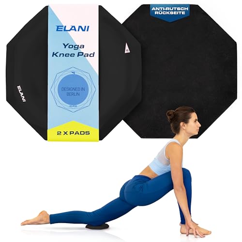 ELANI - Yoga Kniekissen (2er Pack) - Extra dicke Mini Yoga Matte, stabil & bequem mit Anti Rutsch Oberfläche - Silikon Pads Knie Yoga - Kniepads gegen Knieschmerzen beim Sport