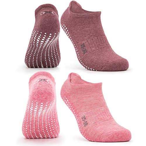 Occulto Damen & Herren Yoga Socken 2-4er Pack (Modell: Mady) 2 Paare | Pink-Rot 35-38